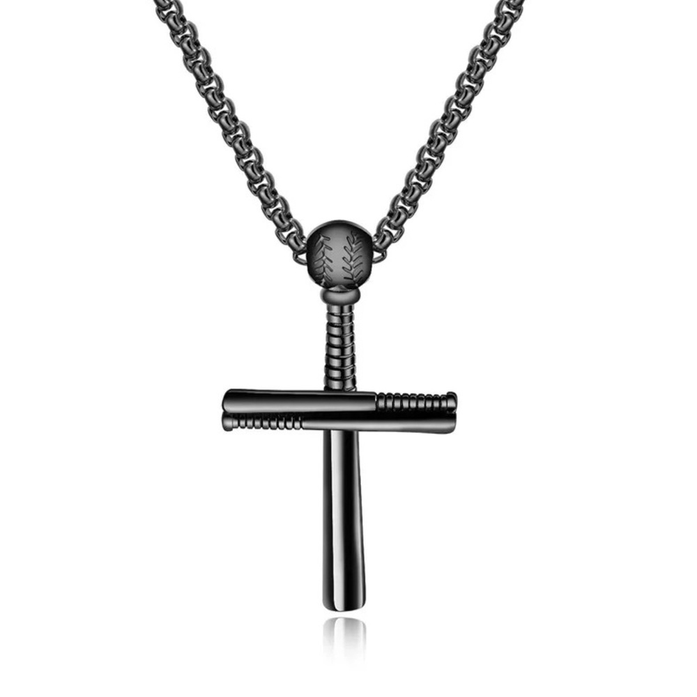 Black Stainless Steel Cross Necklace | Unisex 22"